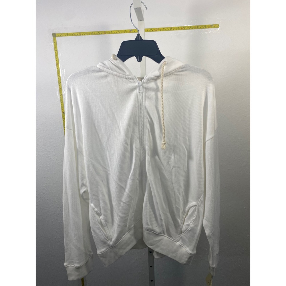 Universal Thread White Zip Up Hoodie Womens XS Drop Shoulder French Terry‎ New